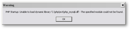 PHP Startup Error