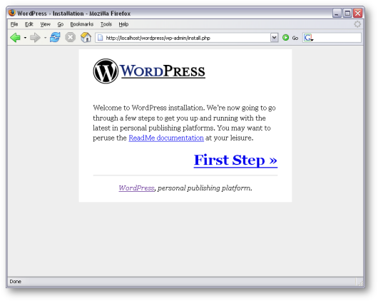 Click First Step >>