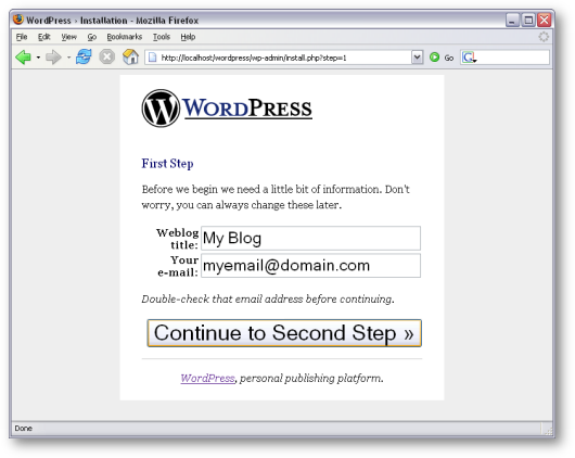 Click Continue to Second Step >>